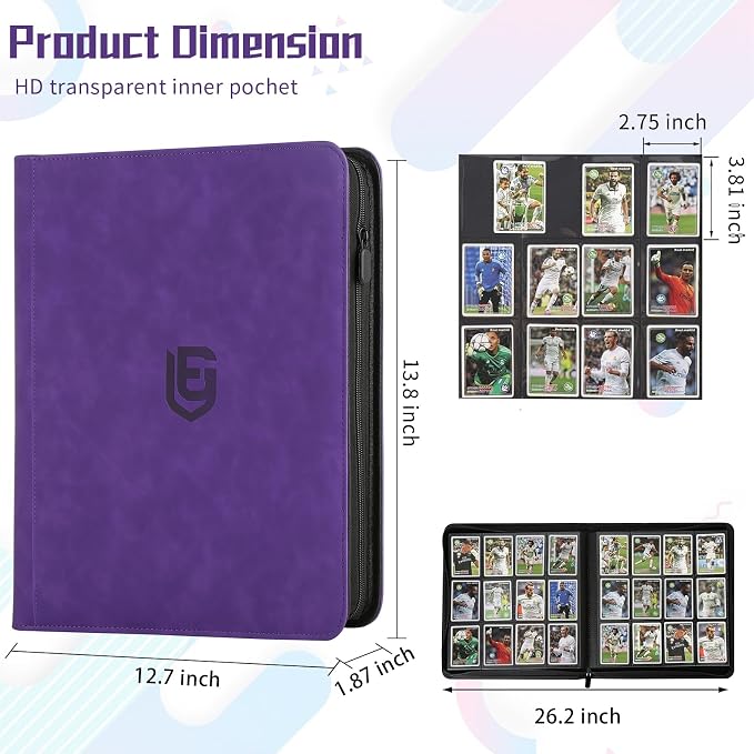 12 Pocket Card Binder,720 Pocket Trading Card Binder，Side Loading Collectible Card Albums for MTG, for TCG Football, Sports, Game Cards Purple