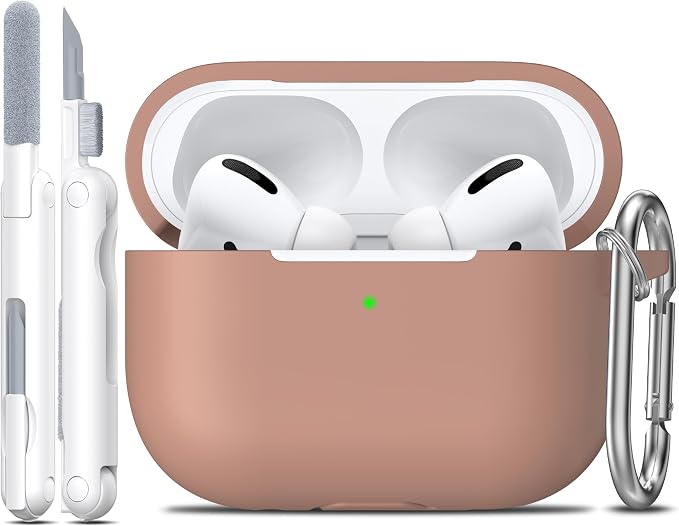 R-fun for AirPods Pro 2 Case, Soft Silicone Protective Cover with Keychain and Cleaning Pen, Compatible with AirPods Pro 2nd/1st Generation, Supports Wireless Charging, Milk Tea