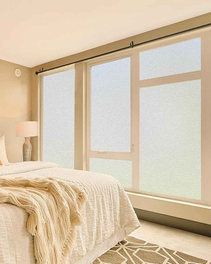 Frosted Glass Window Privacy Film Decorative with Tools, 2 Way Frosting Privacy Film for Glass Windows, Static Cling Tint for Home Anti-UV, Covering Clings 35.4" by 394"