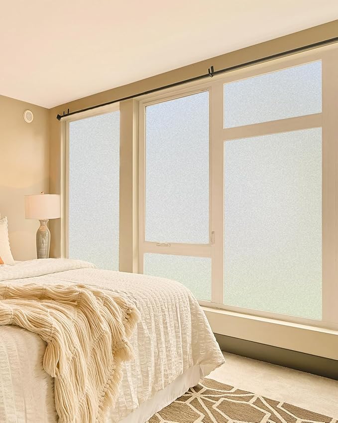 Frosted Glass Window Privacy Film Decorative with Tools, 2 Way Frosting Privacy Film for Glass Windows, Static Cling Tint for Home Anti-UV, Covering Clings 47.2" by 394"
