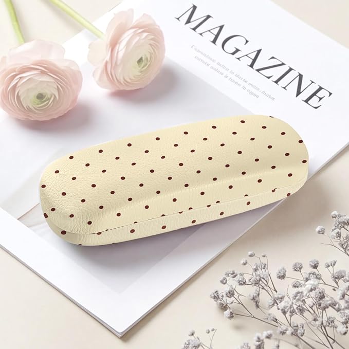 Glasses Case Hard Shell, Cute Sunglasses Case for Women Leather Protective Case for Eyeglass with Cleaning Cloth