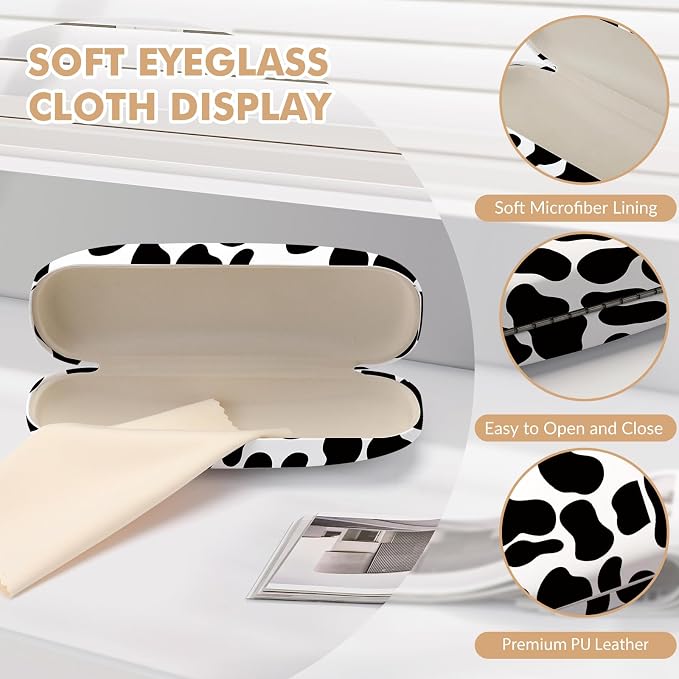 Glasses Case Hard Shell,Portable Protective Eyeglasses Case, Eyeglass Holder Box with Cleaning Cloth, for men women