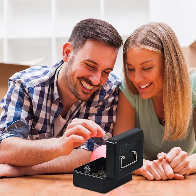 KYODOLED Small Cash Box with Removable Money Tray, Key Lock Metal Storage Box with 2 Keys & Portable Handle, Safe Cash Drawer, 5.91"x 4.72"x 3.15", Black