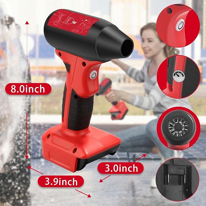 Mini Jet Dry Blower, 130000 RPM 4-Speed Adjustable Air Duster, Cordless Turbo Fan Compatible for Craftsman 20V V20 Battery, Portable Handheld Blower for Car, Computer, Keyboard & Garden Cleaning