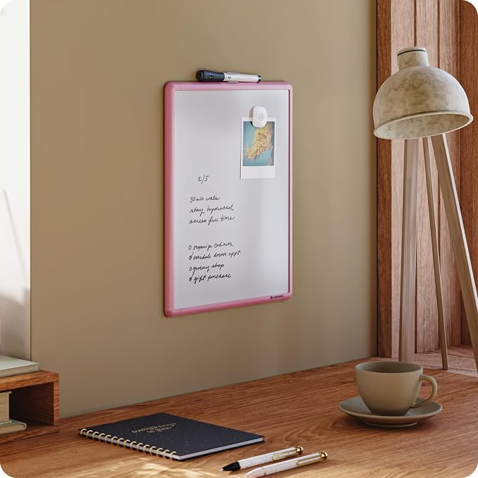U Brands Dry Erase Whiteboard, 11" x 14", Small Whiteboard, Pink Frame