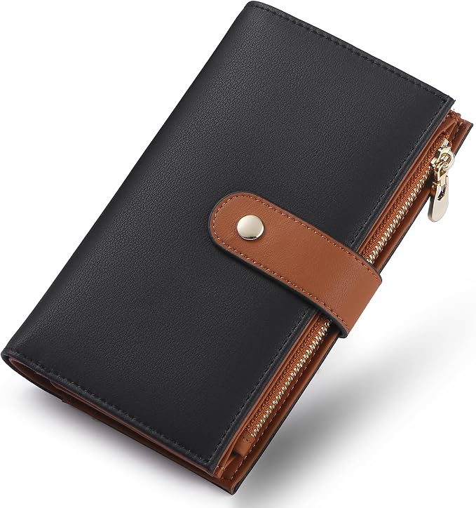 Wallet Women RFID Blocking Multi Cards Wallet Credit Card Holder for Women Large Capacity Lady Leather Trifold Travel Wallet with Passport/Pen Holder