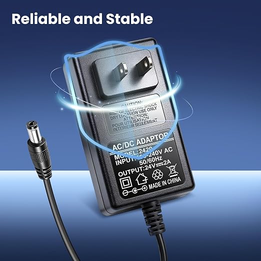 24V 2A Power Supply, 48W 24 Volt DC Power Adapter with On/Off Switch, 110V AC to 24V Transformer Plug for LED Strip Lights with 5.5x2.1mm DC Female Connector, Black