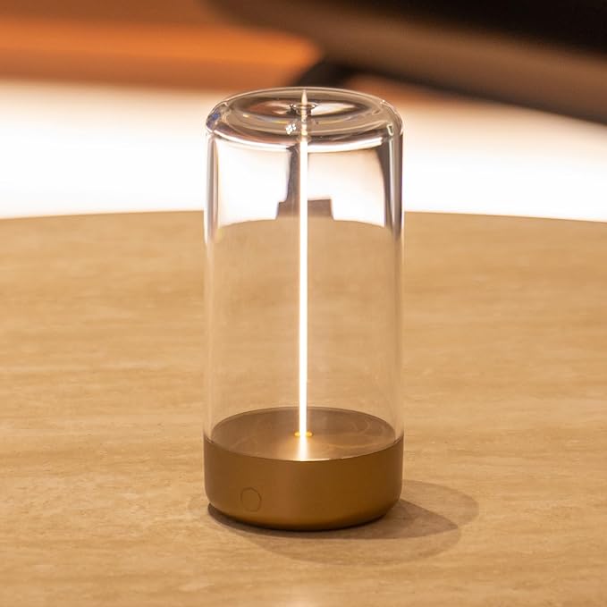 Mini Minimalist Cordless Table Lamp, Rechargeable Night Stand Lamp, Golden