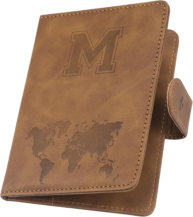 ILIYAH-Passport Cover-Passport Holder Travel Wallet-RFID Blocking Passport Case Travel Accessories Card Holder Wallet Unisex Travel Gifts (Brown M)
