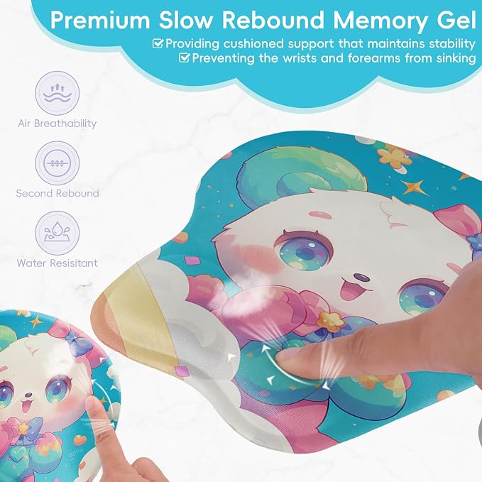Upgrade Ergonomic Mouse Pad,Non Slip Mousepad Wrist Rest Support for Office, Computer, Laptop & Mac(B-Cute Bear)