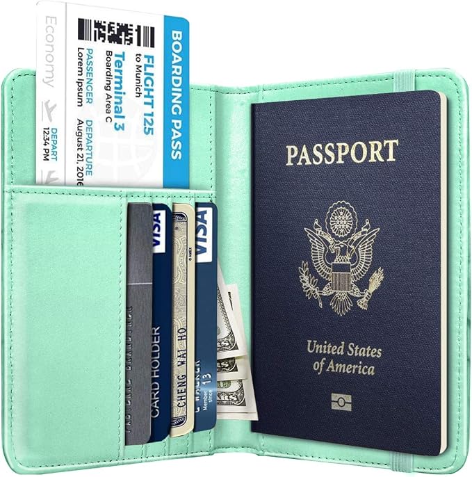 Coco Rossi Passport Holder for Travel Women Slim RFID Passport Cover Wallet | Travel Essentials, Passport Book Holders, Passport Wallet Cover Case, PU Leather, Cute, Thin, Spliced Design, Cactus