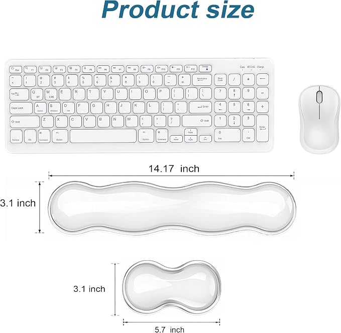 Gel Keyboard Wrist Rest Set, Clear Wrist Rest for Keyboard and Mouse, Ergonomic Keyboard Mouse Wrist Rest for Typing Pain Relief, Suitable for Office, Gaming, Computer, Laptop - Transparent Green