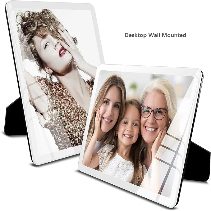 Bluesun 6×8 Picture Frame White, Vertical & Horizontal Wall & Tabletop | 6×8 White Photo Frame with Tempered Glass & Rounded Corners, Hanging for Home Living Room Bedroom Hallway Office