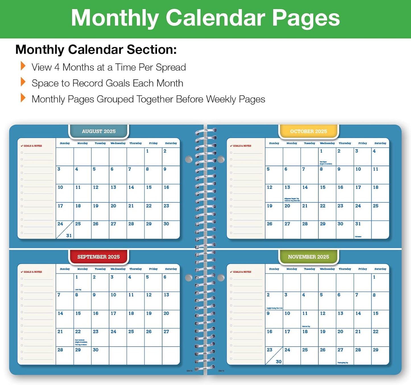 Global Datebooks Dated Middle School or High School Student Planner for Academic Year 2025-2026 Includes Ruler/Bookmark and Planning Stickers (Matrix Style - 7"x9" - Retro)