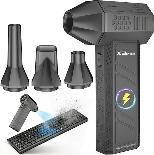 Compressed Air Duster, 180000RPM Electric Turbo Fan | Rechargeable Cordless Air Blower with 3 Speeds, Brushless Motor, Keyboard, Gaming PC & Electronics Cleaner