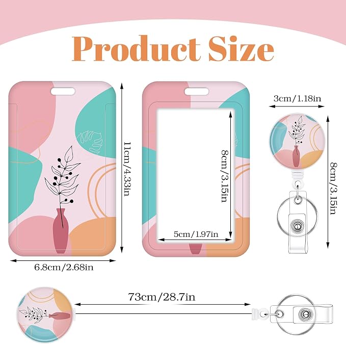 3 Set Boho Floral Badge Holder Retractable Reel ID Badge Holders with Clip Cute Badge Holders for Teacher Nurse Doctor Student Office Workers