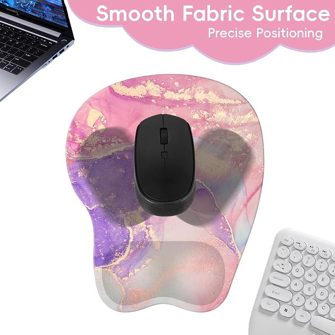 Upgrade Ergonomic Mouse Pad,Non Slip Mousepad Wrist Rest Support for Office, Computer, Laptop & Mac(B-Charming Pink Marble)