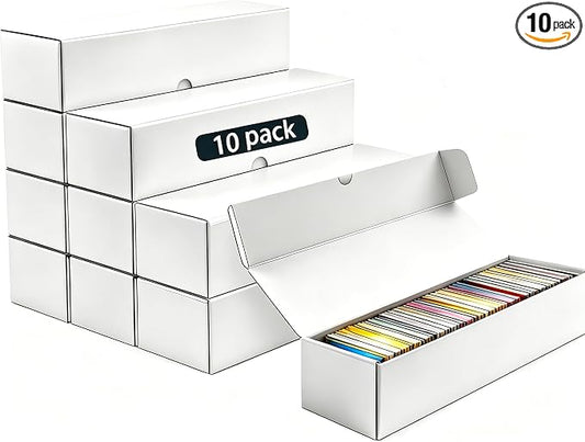 Trading Card Storage Box 10-Pack, 1000 Count Heavy Duty Corrugated Cardboard Box - Bulk Organizer for TCG, MTG,Sports & Collectible Cards, 12.8 INCH Horizontal