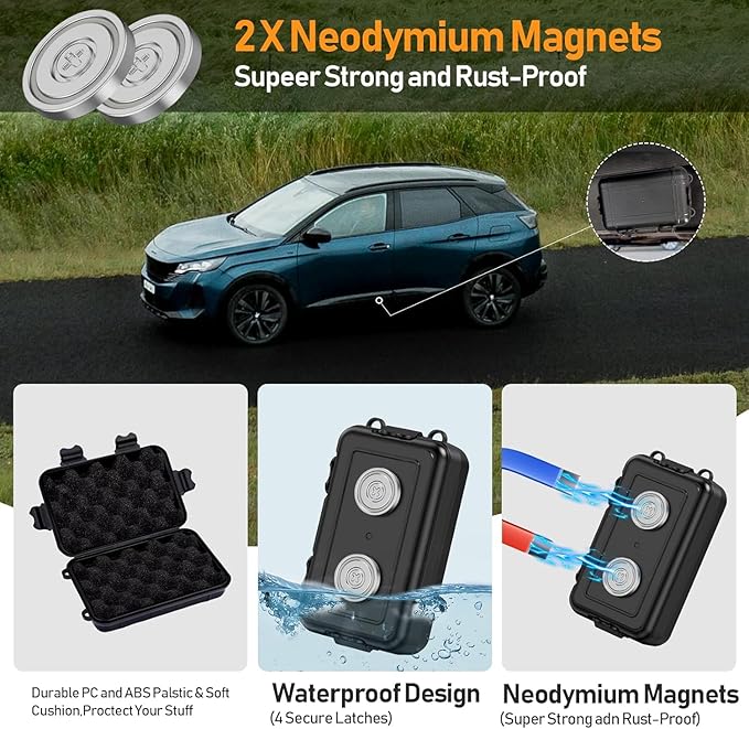 2Pack Magnetic Key Box, Hide A Key Holder, Under Car Magnetic Key Storage, Waterproof Hidden Key Box for Outside, Car Key Hider Magnet for Vehicles Travel (MM1-2, Regular)