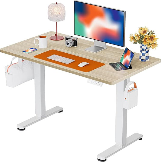 ErGear Height Adjustable Electric Standing Desk, 40 x 24 Inches Sit Stand up Desk, Memory Computer Home Office Desk, Natural