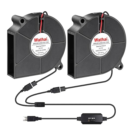 Wathai 60mm Computer Case USB Blower Fan 5V Variable Speed Controller 6015 | 2 ni 1 Small Blower Fan for Receiver DVR PlayStation Xbox Computer Cabinet Cooling 2 Pack
