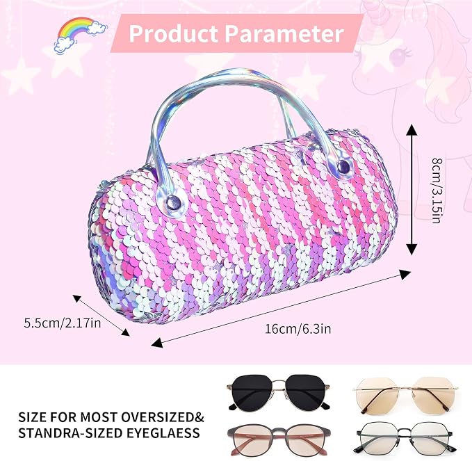 PERFECTSIGHT Hard Shell Eyeglasses Case, PU Leather Protective Glasses Case, Cute Eyeglass Case for Women Men Girls