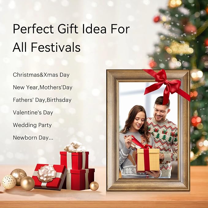 10.1 Inch WiFi Digital Picture Frame, Smart Digital Photo Frame with 1280x800 IPS HD Touchscreen, Instant Wireless Photo & Video Sharing via App, Electronic Picture Frame for Family
