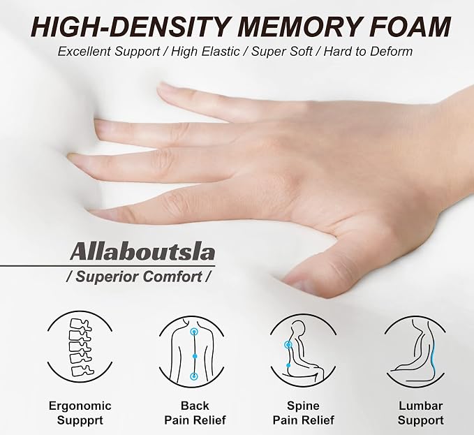 Allaboutsla Car Seat Cushion, Car Seat Cushions for Long Driving | Comfortable Memory Foam Driver Seat Cushion, Automotive Seat Cushions, Butt Pillow for Car,Truck, Office Chair, Black