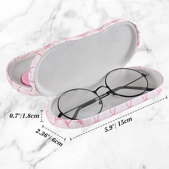MoKo Double Eyeglass Case, Contact Lens Case with Mirror Tweezers Remover, 2 in 1 Double Sided Portable Contact Lens Box Holder Container Soak Storage Kit Sunglasses Pouch for Men & Women, Pink Scales