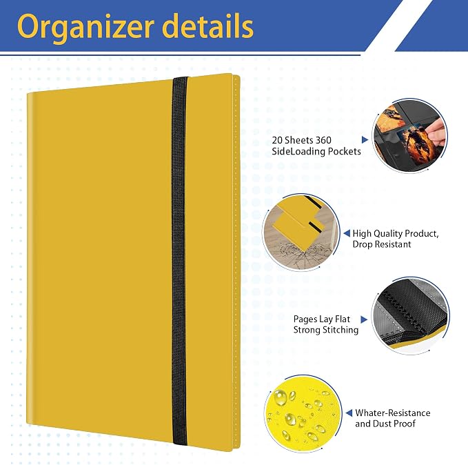 9 Pocket Trading Card Binder, Premium Card Book for 360 Cards, Sturdy Card Album for Collectible Cards, Side-Loading