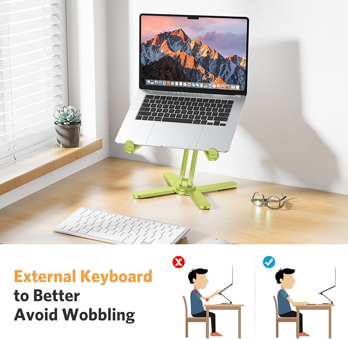 OMOTON LA10 360° Rotating Laptop Stand Riser Foldable for Desk, Citron | Aluminium Aolly, Adjustable Height Angles, Collaborative Work, Easy Storage, Fits Laptops up to 17", for MacBook Pro/Air HP