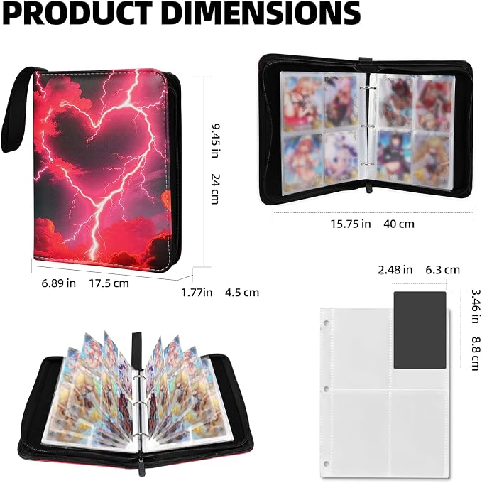 Collectible Trading Card Albums,4 Pocket Card Binder, 400 Double Sided Pocket PU Premium Zip Trading Collection Binderwith 50 Removable Sleeves, Card Folder forTCG, Sports Cards (Yellow & white)
