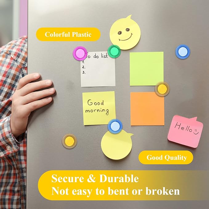 Outus 45 Pieces Bright Round Whiteboard Magnets 3 cm Refrigerator Magnets Dry Board Mini Fridge Teacher Supplies for Home Offices