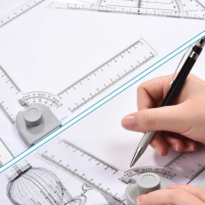 Metric A3 Drawing Board Drafting Table Multifunctional Drawing Board Table with Clear Rule Parallel Motion and Angle Adjustable Measuring System