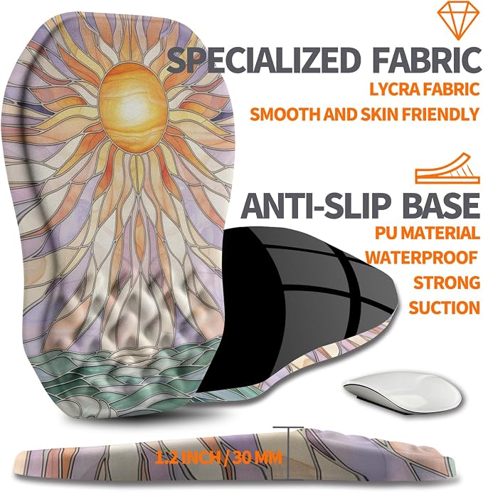 Ergonomic Slope Mouse Pad Wrist Support, Wrist Rest Mousepad for Carpal Tunnel Pain Relief with Massage Bulge and Slow Rebound Memory Foam (12x8 inch, Sun God)