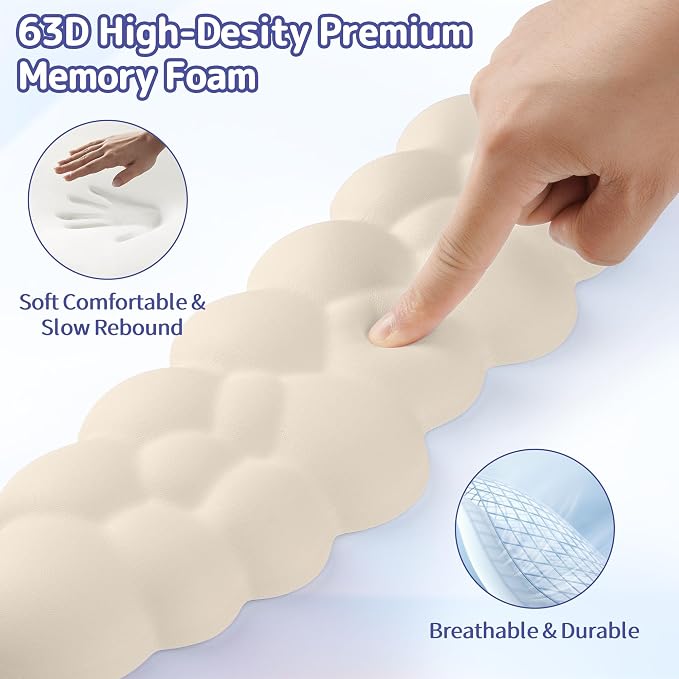 Cloud Wrist Rest Keyboard, Cloud Keyboard Wrist Pad Set with PU Leather Memory Foam, Cute Arm Rest for Palm Support, PC/Gaming Desk Accessories/Office Setup/Computer Hand Cushion - Beige
