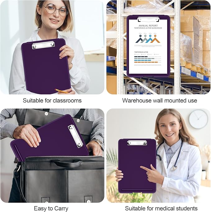 Hongri Clipboard with Storage, 8.5 x 11 Clip Board Foldable, Dark Purple | Bottom Opening, Size 13.4 x 9.4 X 0.9 in for Nurses, Teacher, Students, Classroom, School & Office Supplies