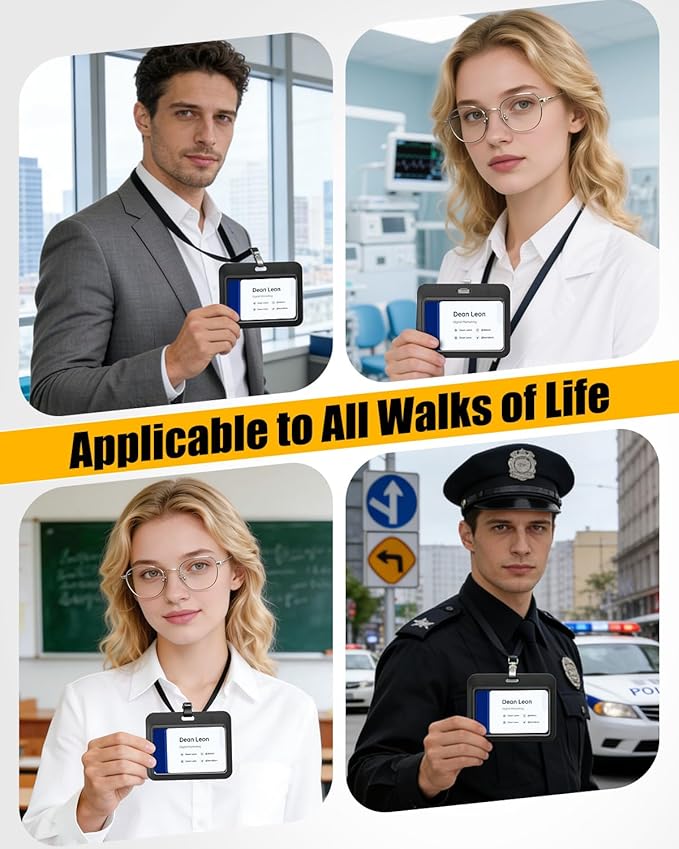 Uniclife 3 Pack Sliding ID Badge Holder Black Horizontal Hard Plastic Case with Clear Window Card Protector Pouch for Office School ID Credit Cards Proximity Key Cards Driver’s Licenses and Passes | Hard black sliding horizontal case with clear window ...