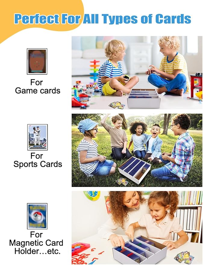 4 Pack Sports Card Boxes 3120 Count Cardboard Card Storage Box White Bulk Card Storage Baseball Card Boxes with 10 Dividers Sports Cards Storage Box for Card Game Baseball Card Storage Boxes