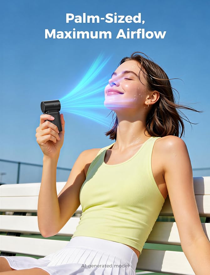Aecooly Mini Portable Fan with Power Bank, Powerful Handheld Fan | 36ft/s High Speed, [8.5H Max Cooling], 4 Speeds Detachable Modular, Personal Pocket for Summer, Travel, Gifts for Women-Black