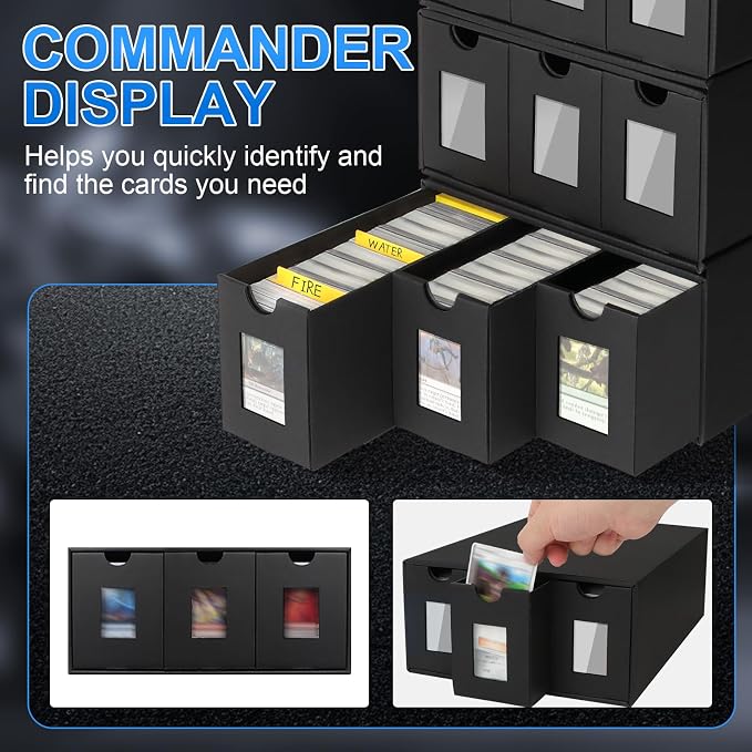 Trading Card Storage Box, 24000+ Cards Storage Box for Commander Display, Trading Cards Organizer with 72 Card Dividers, Labels & Tapes, Visible Card Deck Box for TCG MTG PTCG Sport Cards