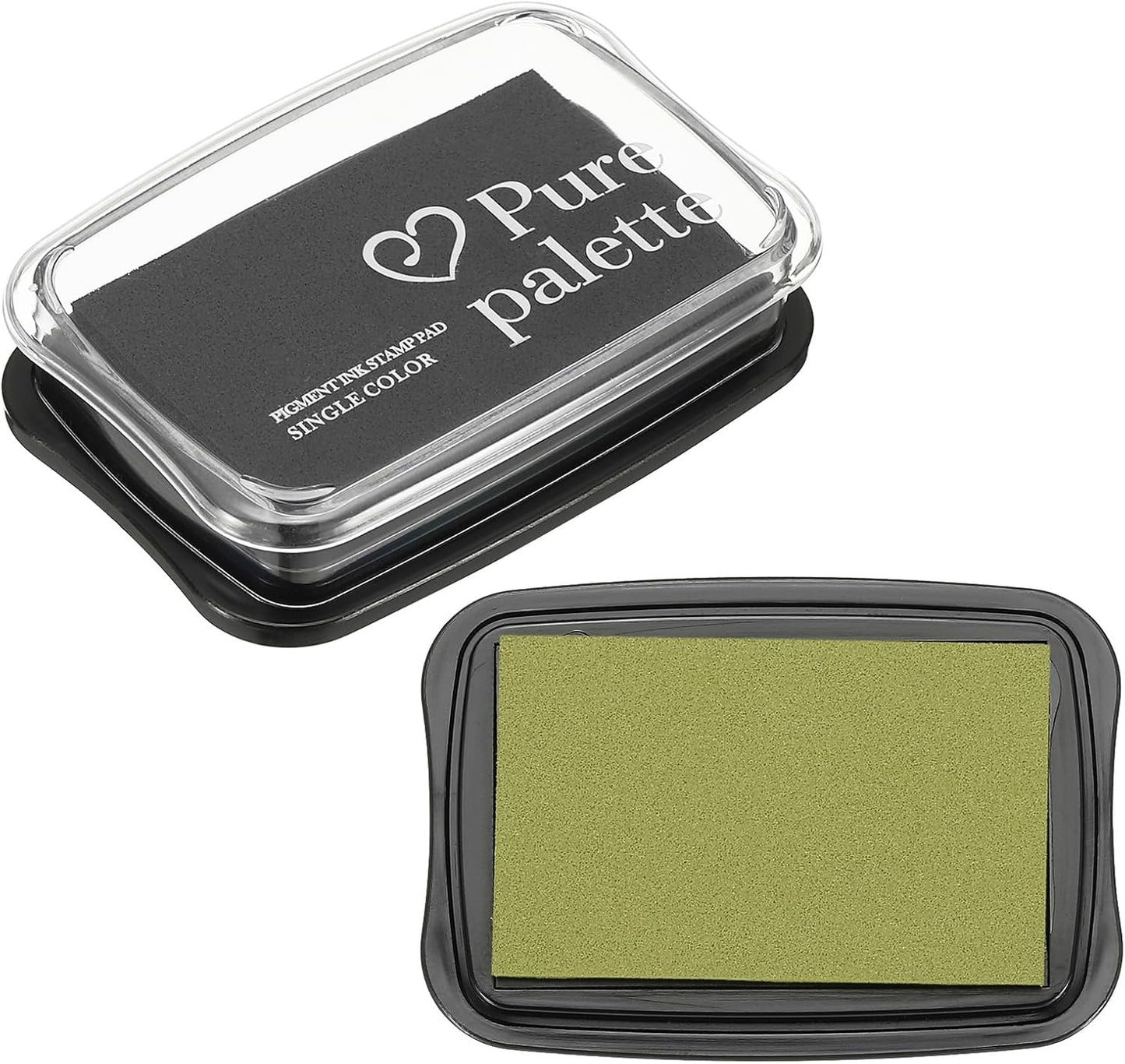 PATIKIL 3"x2" Large Stamp Pad, 2Pcs Washable Craft Ink Pad for Rubber Stamp Card Making Stamping Scrapbook Fingerprint Handprint, Light Green/Black