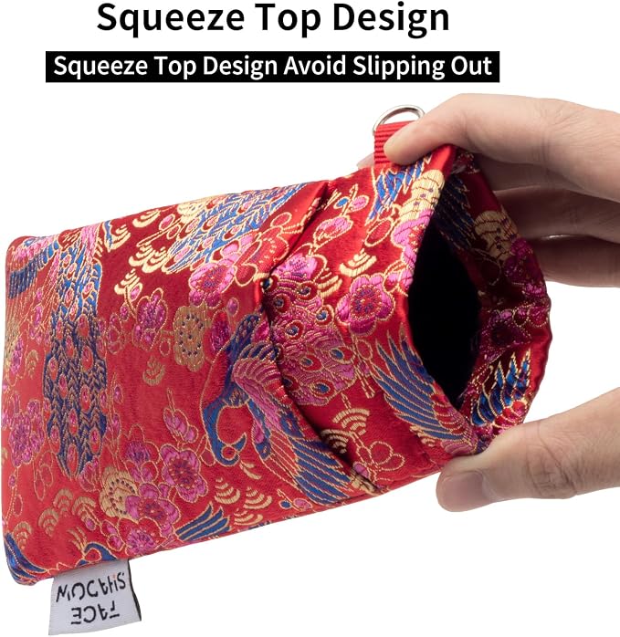 Face Shadow Double Glasses Case Soft Eyeglass Case For Women Men Squeeze Top Sunglasses Case With Cleaning Cloth