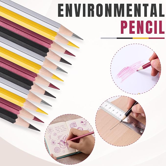 Gersoniel 24 Pack Colorful Welders Pencil, Metallic Marking Pencil | Fits Welding, Construction, and Carpentry Workers. Writes on Metal, Wood and Stone, Teacher Water Soluble Marking Tools, 6.9"