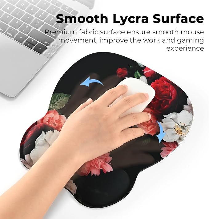 EooCoo Ergonomic Mouse Pad with Wrist Rest, Memory Foam Support Mousepad | Non-Slip Base for Computer, Cafe, Home & Office, 9.64 x 8.26 in Office Desk Accessories, Carpal Tunnel Relief