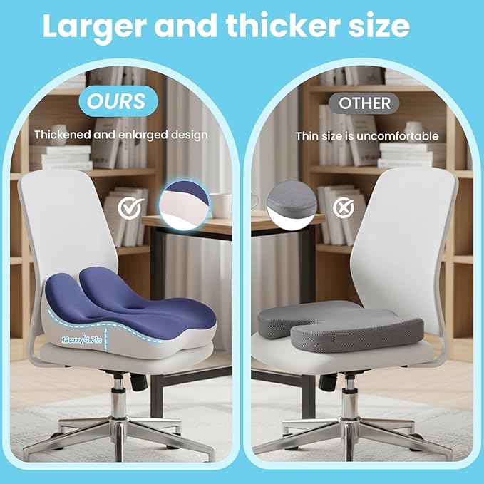 Seat Cushion,Office Chair Memory Cushion, Ergonomic Design, Relieve Sciatica and Long-Term Sitting Pain, Suitable for desks, car Seats, Games, wheelchairs