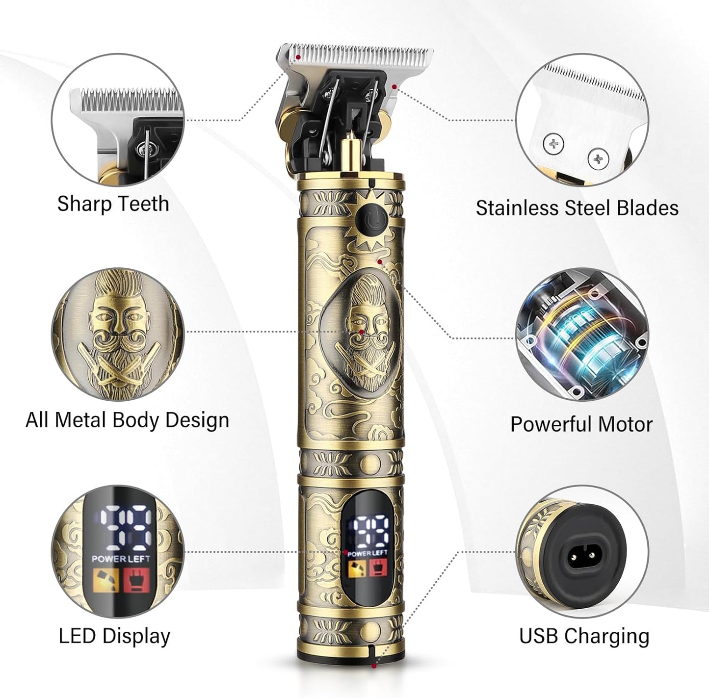 GSKY Hair Clippers for Men Professional, Beard Trimmer Kits & Sets, Cordless Mens Hair Trimmer, Electric Shavers, Haircutting Machine with LED Display, for Barber