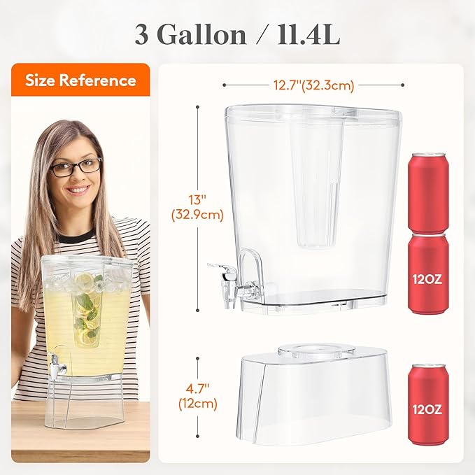Lifewit 3 Gallon Drink Dispenser for Parties, Large Plastic Beverage Container with Fruit Infuser & Leak-Proof Spigot, BPA Free Water Pitcher for Juice/Tea/Lemonade - Ideal for Bar & Outdoor, 2 Pcs