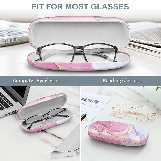 FINTIE Hard Shell Eyeglasses Case, Portable Protective Glasses Cover Eyeglass Holder Box with Cleaning Cloth for Men Women