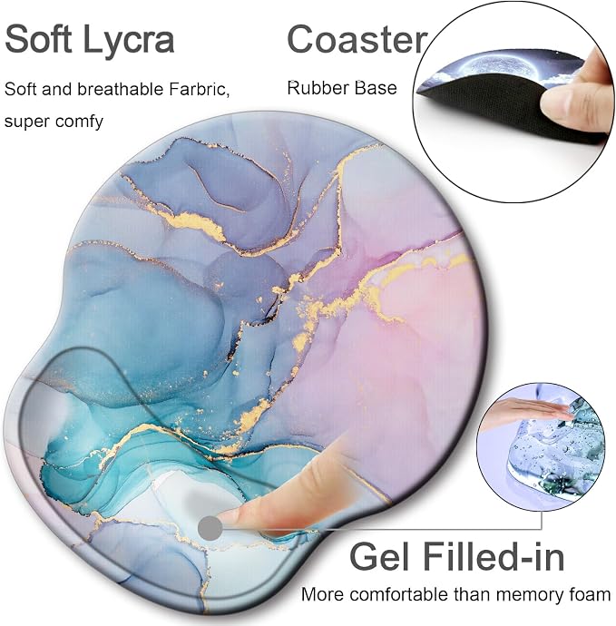 Ergonomic Mouse Pad with Wrist Rest Support,Gel Mouse Pads for Desk | Big Mousepad With Coaster Non-slip & Pain Relief for Computer, Home&Office Desk Decor